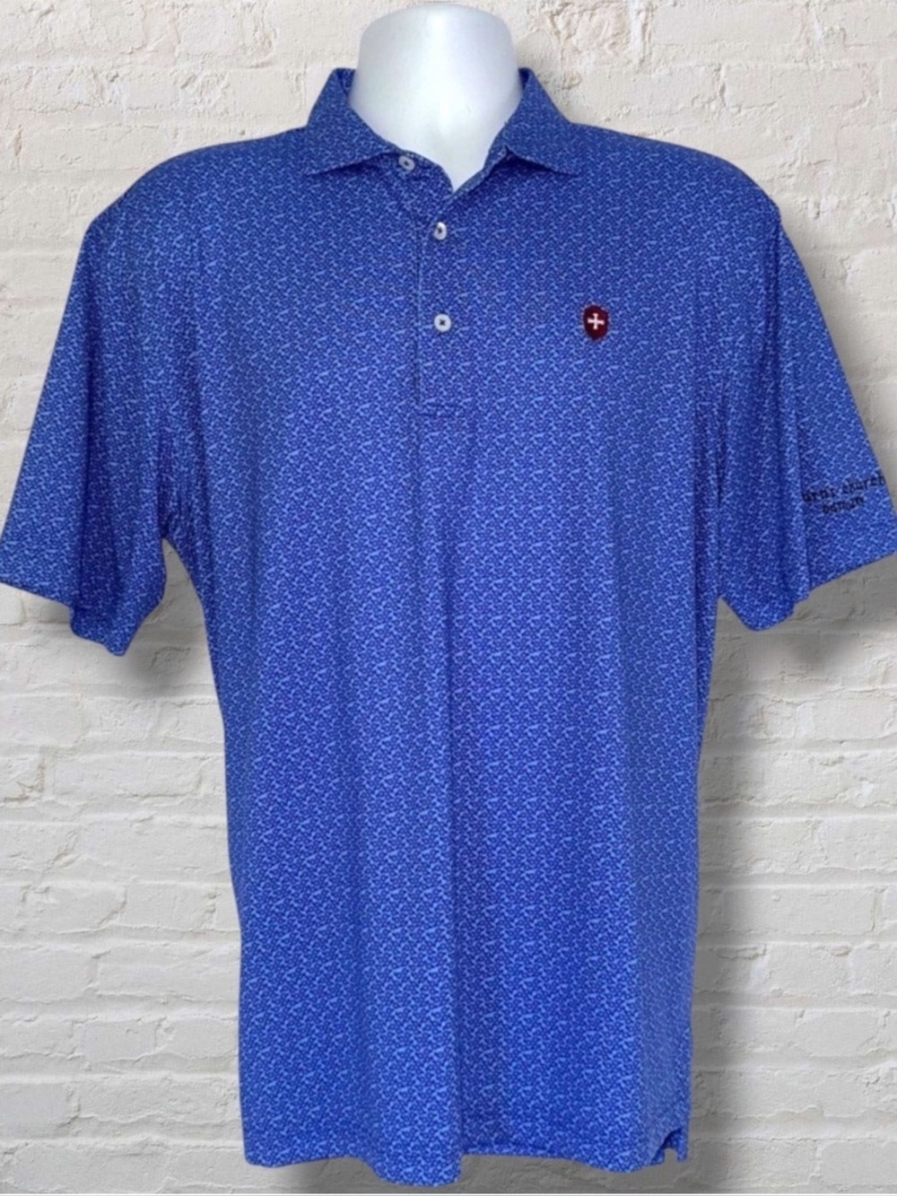 Turtleson Performance Polo Shirt Blue Floral Pattern XL Burnt Church Distillery